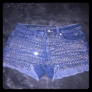 Girls denim rhinestone shorts